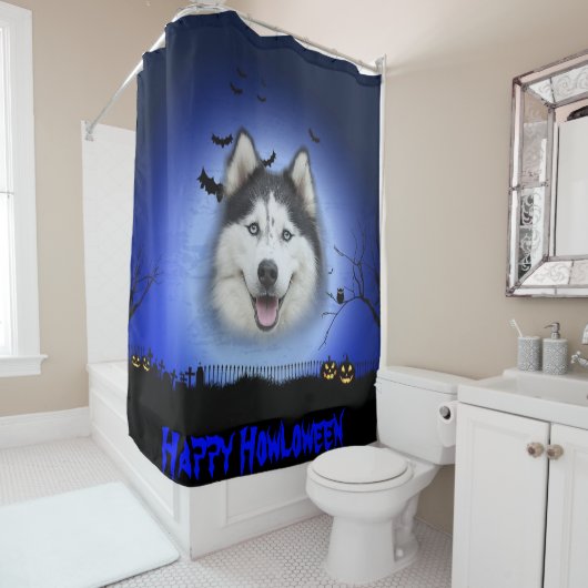 Happy Howloween Husky Duschvorhang (Beispiel)
