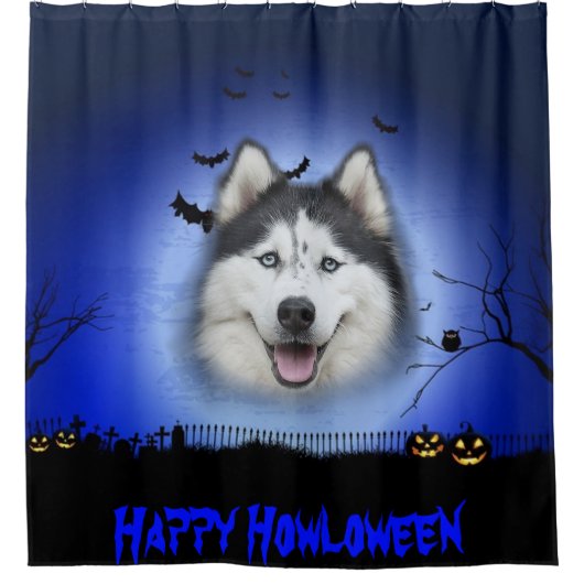 Happy Howloween Husky Duschvorhang (Vorderseite)