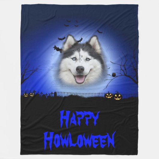 Happy Howloween Husky Fleecedecke (Vorderseite)