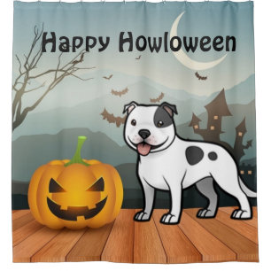 Happy Howloween Staffordshire Bull Terrier Duschvorhang