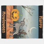 Happy Howloween Weimaraner Fleecedecke (Vorderseite (Horizontal))