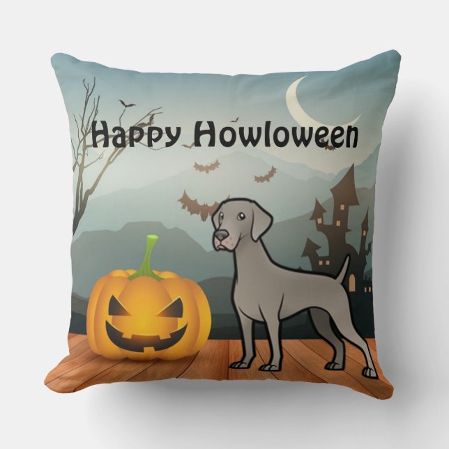 Happy Howloween Weimaraner Kissen (Vorderseite)