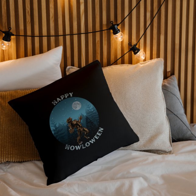 HAPPY HOWLOWEEN werewolf heulen halloween Kissen (Von Creator hochgeladen)