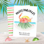 Happy Huladays Crab Beach Tropical Weihnachten<br><div class="desc">Entfesseln Sie eine Welle tropischen Urlaubs-Geist mit dieser Happy Huladays Crab Beach Tropical Weihnachtskarte! Diese sonderbaren, hawaiisch inspirierten Karten verfügen über einen niedlichen Krabbenhula, der in der Sonne am Meer tanzt und die perfekte Mischung aus Weihnachtsjubeln und Urlaubsvibes verkörpert. Diese einzigartige Karte bringt eine lustige Drehung in die Urlaubssaison, tauscht...</div>