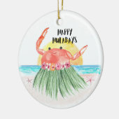 Happy Huladays Crab Tropical Beach Weihnachten Keramik Ornament (Links)
