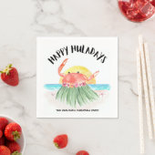 Happy Huladays Crab Tropical Beach Weihnachten Serviette (Beispiel)