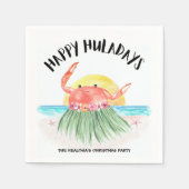 Happy Huladays Crab Tropical Beach Weihnachten Serviette (Vorderseite)