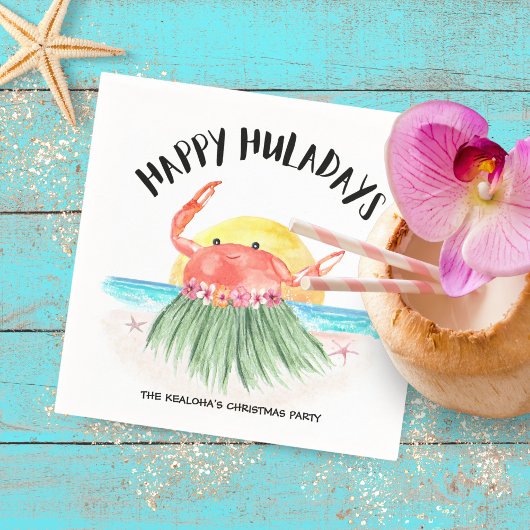 Happy Huladays Crab Tropical Beach Weihnachten Serviette
