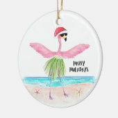 Happy Huladays Flamingo Tropical Beach Weihnachten Keramik Ornament (Links)