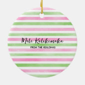 Happy Huladays Flamingo Tropical Beach Weihnachten Keramik Ornament (Hinten)