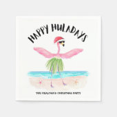 Happy Huladays Flamingo Tropical Beach Weihnachten Serviette (Vorderseite)