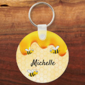 Happy Hummeln Gelbe Honigwabe niedlicher Name Schlüsselanhänger (Vorderseite)