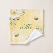 Happy Hummeln, gelbe Honigwabenpaar, monogramm Badhandtuch Set (Waschlappen)