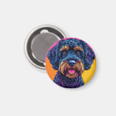 Happy Hund gegen farbigen Hintergrund Magnet (Vorderseite/Rückseite)