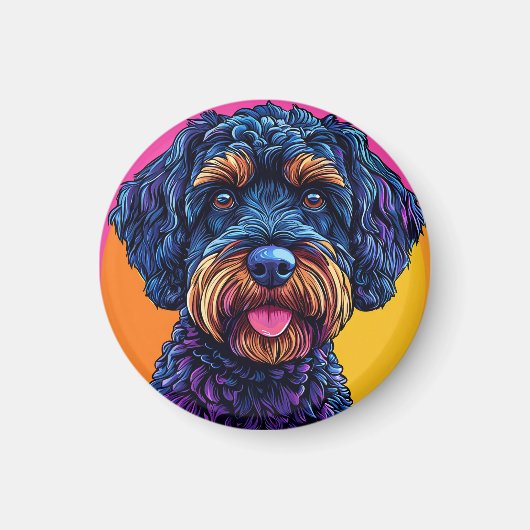 Happy Hund gegen farbigen Hintergrund Magnet (Vorne)