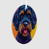 Happy Hund gegen farbigen Hintergrund Ornament (Vorderseite)