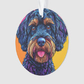 Happy Hund gegen farbigen Hintergrund Ornament (Vorderseite)