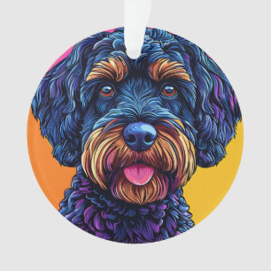Happy Hund gegen farbigen Hintergrund Ornament