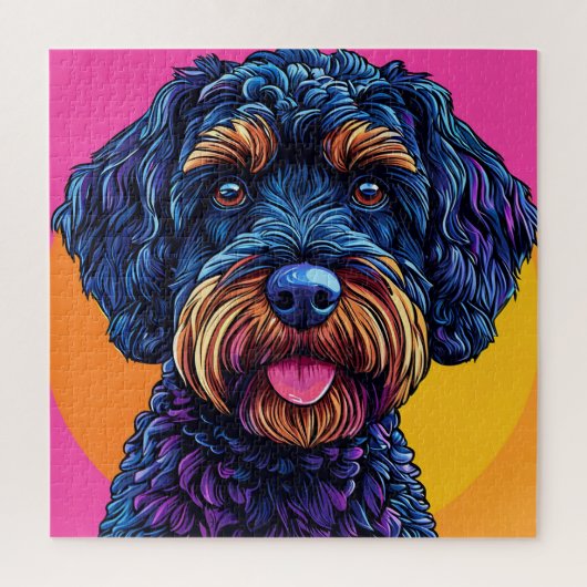 Happy Hund gegen farbigen Hintergrund Puzzle (Vertikal)