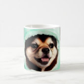 Happy Hund in einem Minzgrün-Kostüm Kaffeetasse (Mittel)