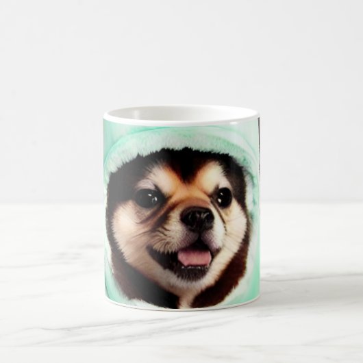 Happy Hund in einem Minzgrün-Kostüm Kaffeetasse (Mittel)