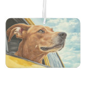 Happy Hund in Gelben Auto Art Print Autolufterfrischer (Rückseite)
