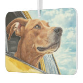 Happy Hund in Gelben Auto Art Print Autolufterfrischer (Links)