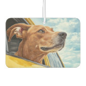 Happy Hund in Gelben Auto Art Print Autolufterfrischer (Vorderseite)