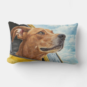 Happy Hund in Gelben Auto Art Print Lendenkissen