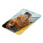 Happy Hund in Gelben Auto Art Print Magnet (Linke Seite)