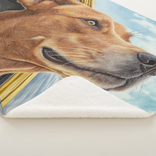 Happy Hund in Gelben Auto Art Print Sherpadecke (3/4)