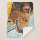 Happy Hund in Gelben Auto Art Print Sherpadecke (Vorderseite)