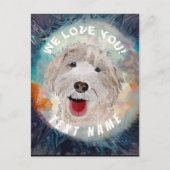 Happy Hund, Labradoodle Lächeln Postkarte (Vorderseite)