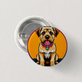 Happy Hund mit einem farbenfrohen Collar Button (Vorne & Hinten)