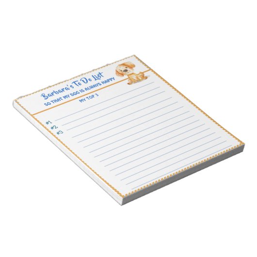 Happy Hund oder Foto Personalisiert, Planer zu tun Notizblock (angewinkelt)