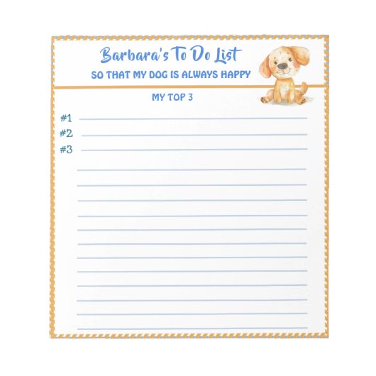 Happy Hund oder Foto Personalisiert, Planer zu tun Notizblock (Vorderseite)