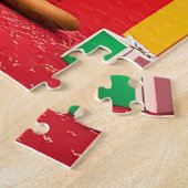 Happy Hund sitzen mit Weihnachtsgeschenken Puzzle (Seite)