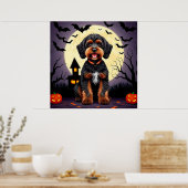 Happy Hund zu Halloween Thema Poster (Küche)