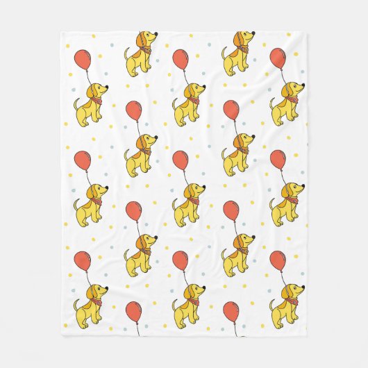 Happy Hunde mit Balloons-Muster Fleecedecke (Vorderseite)