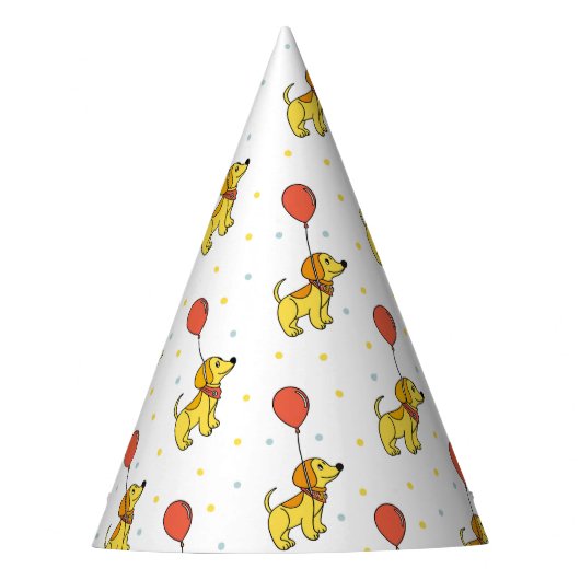 Happy Hunde mit Balloons-Muster Partyhütchen (Vorderseite)