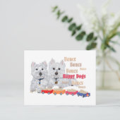 Happy Hunde mit Knochen Postkarte (Stehend Vorderseite)