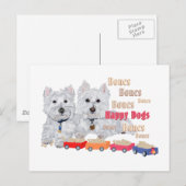 Happy Hunde mit Knochen Postkarte (Vorne/Hinten)