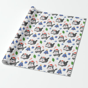 Happy Husky Christmas Pattern Geschenkpapier