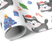 Happy Husky Christmas Pattern Geschenkpapier (Rolleneckpunkt)