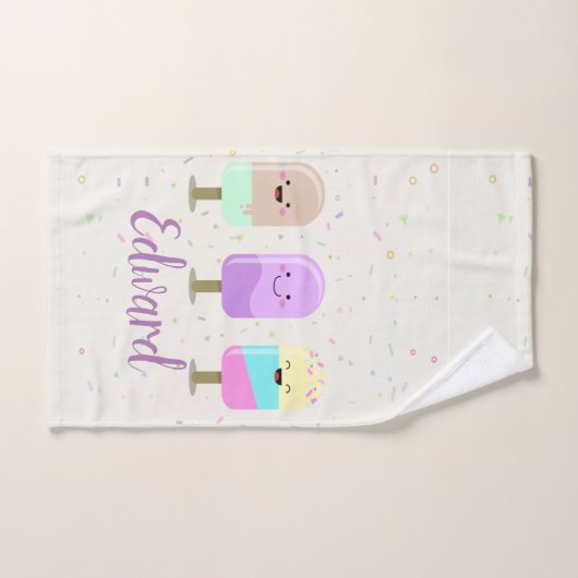 Happy Ice Cream Lächeln Bars & Popsicles Badhandtuch Set (Handtuch)