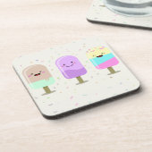 Happy Ice Cream Lächeln Bars & Popsicles Getränkeuntersetzer (Linke Seite)