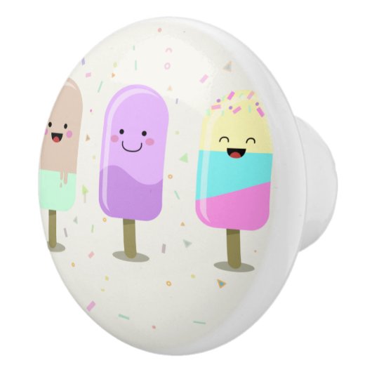 Happy Ice Cream Lächeln Bars & Popsicles Keramikknauf (Rechts)