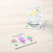 Happy Ice Cream Lächeln Bars & Popsicles Rechteckiger Pappuntersetzer (Vor Ort)