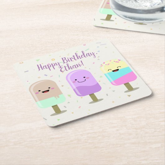 Happy Ice Cream Lächeln Bars & Popsicles Rechteckiger Pappuntersetzer (angewinkelt)