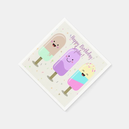 Happy Ice Cream Lächeln Bars & Popsicles Serviette (Ecke)